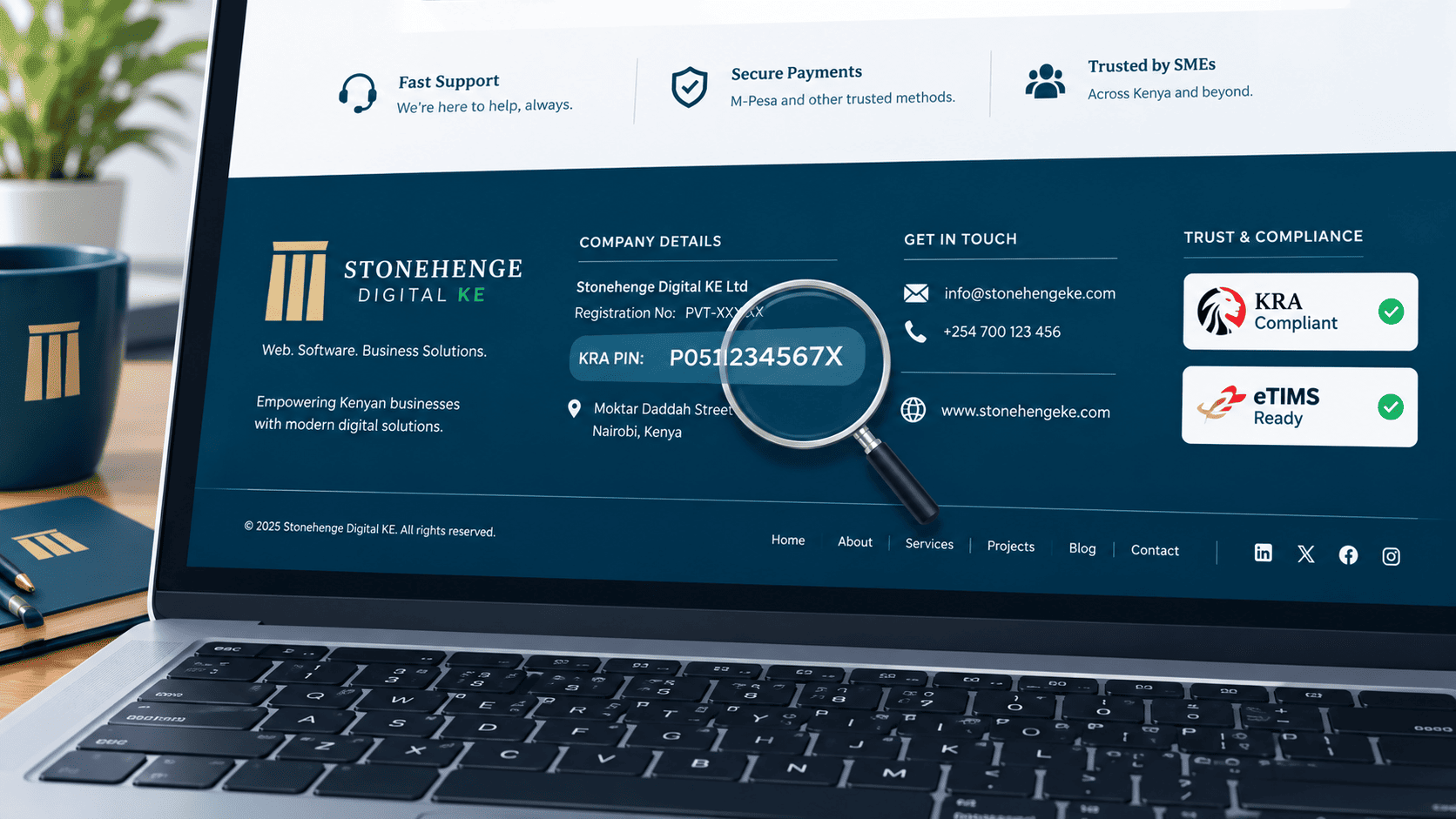 How to Add Your KRA PIN, Registration Number & Compliance Footer to Your Website (Step-by-Step)